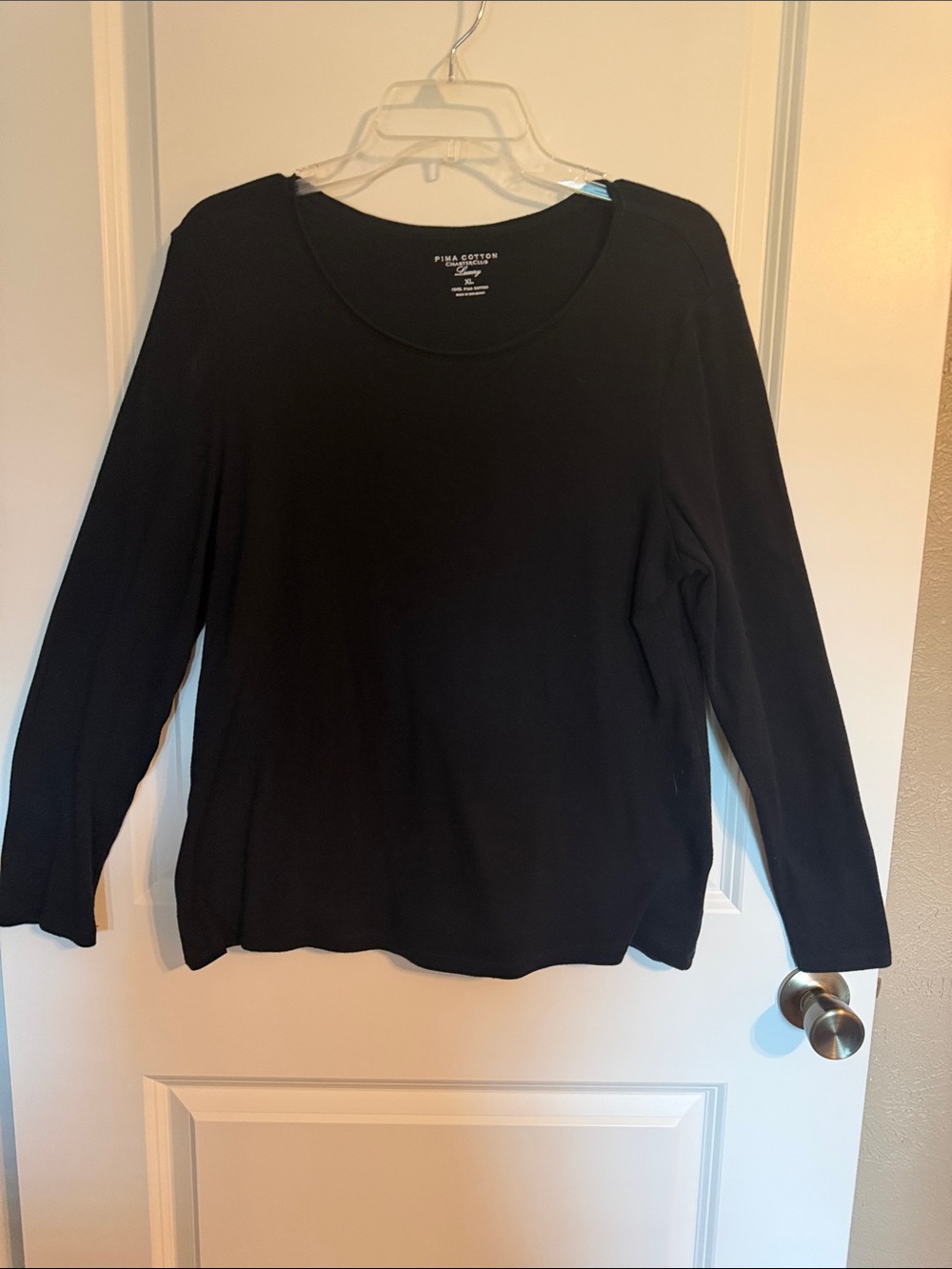 Charter Club Black Long Sleeve Scoop Neck Top